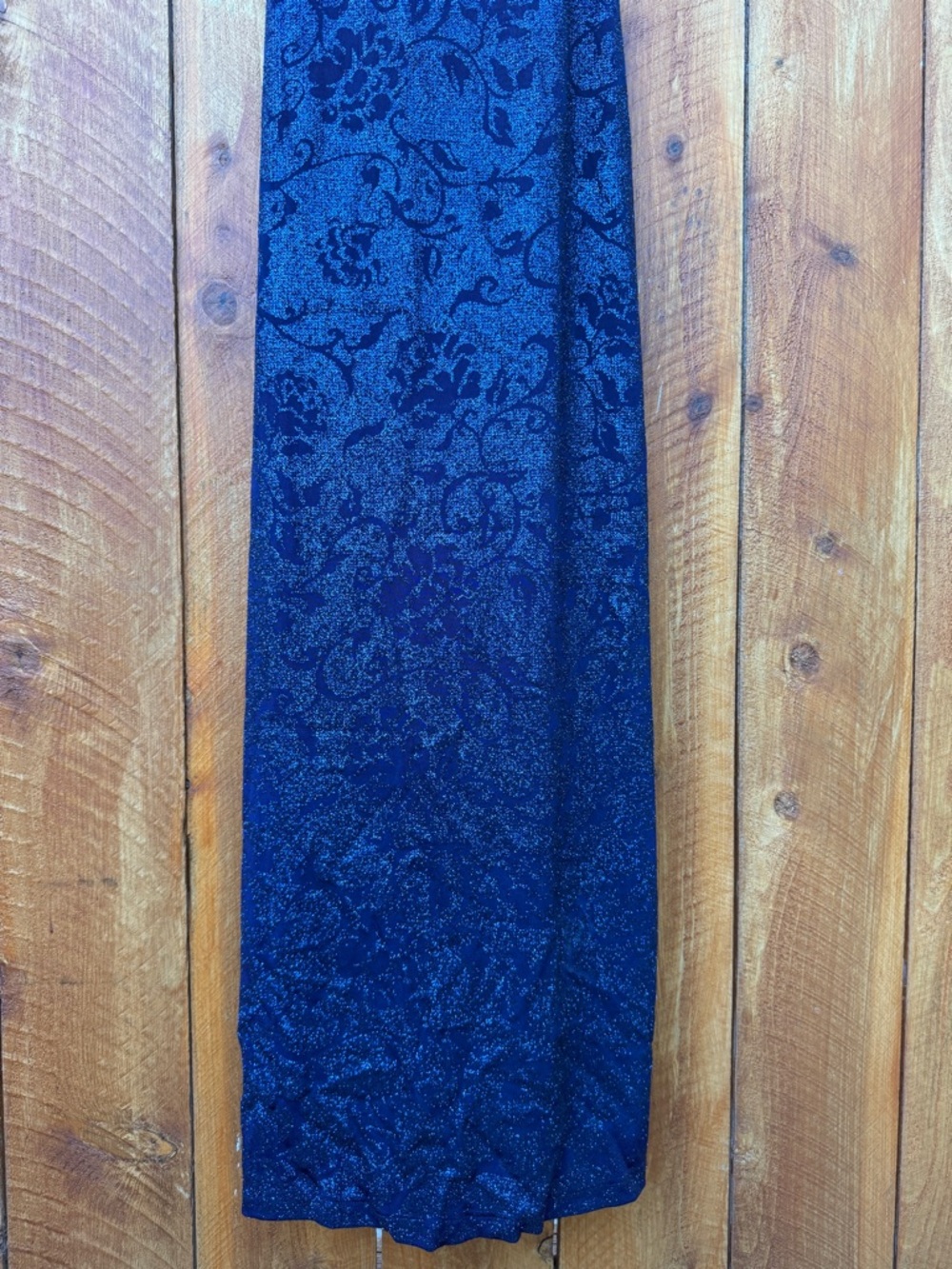 MASQUERADE Dark Blue Floral Sparkles Slit in Back Formal Evening Dress - M - Picture 7 of 17